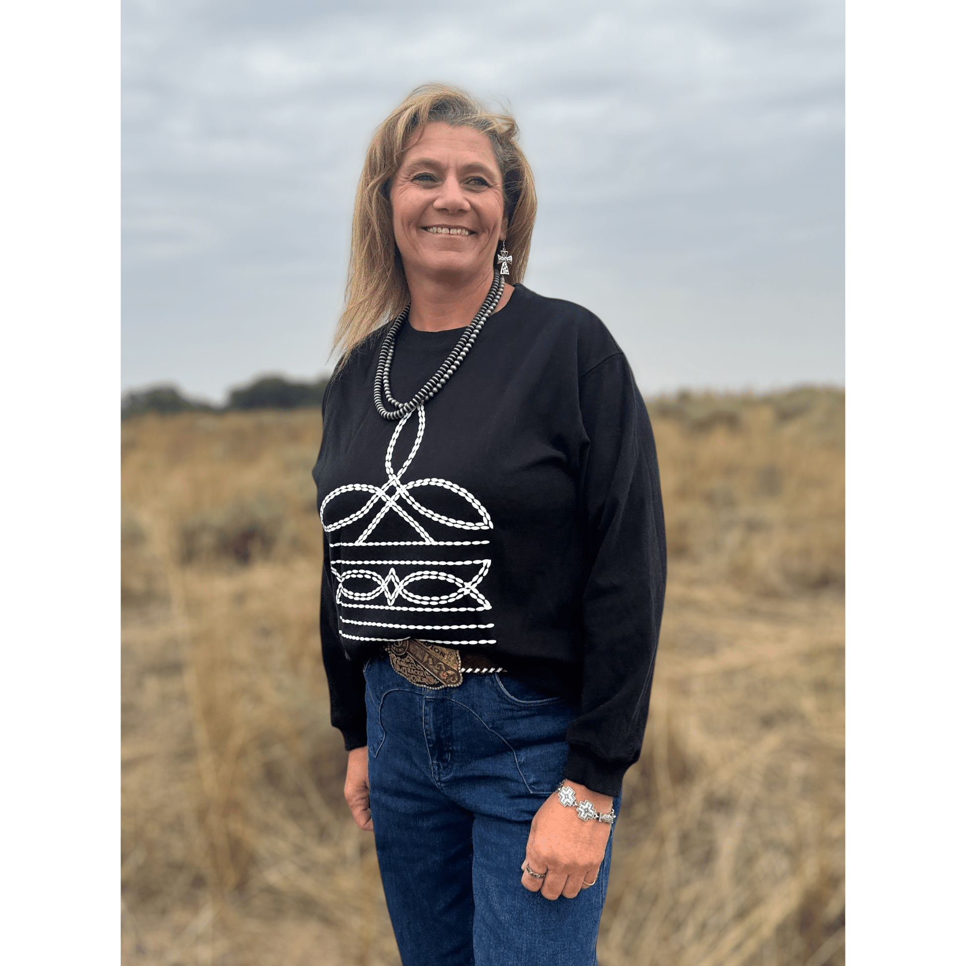 Stitched in Shadow Sweatshirt - Dirt Roads and Dreams Western Boutique