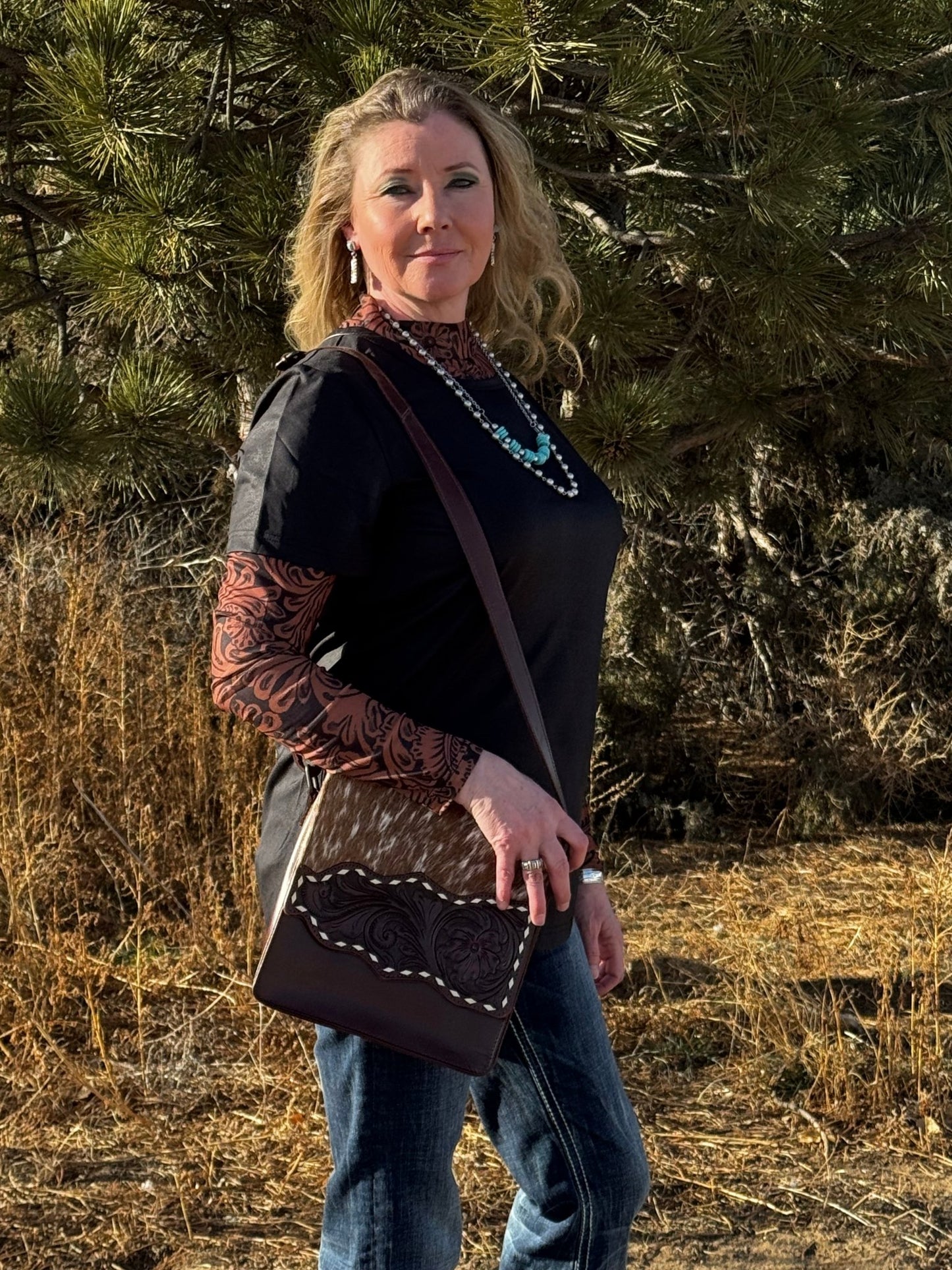 Swanky Leather Tee *Midnight - Dirt Roads and Dreams Western Boutique