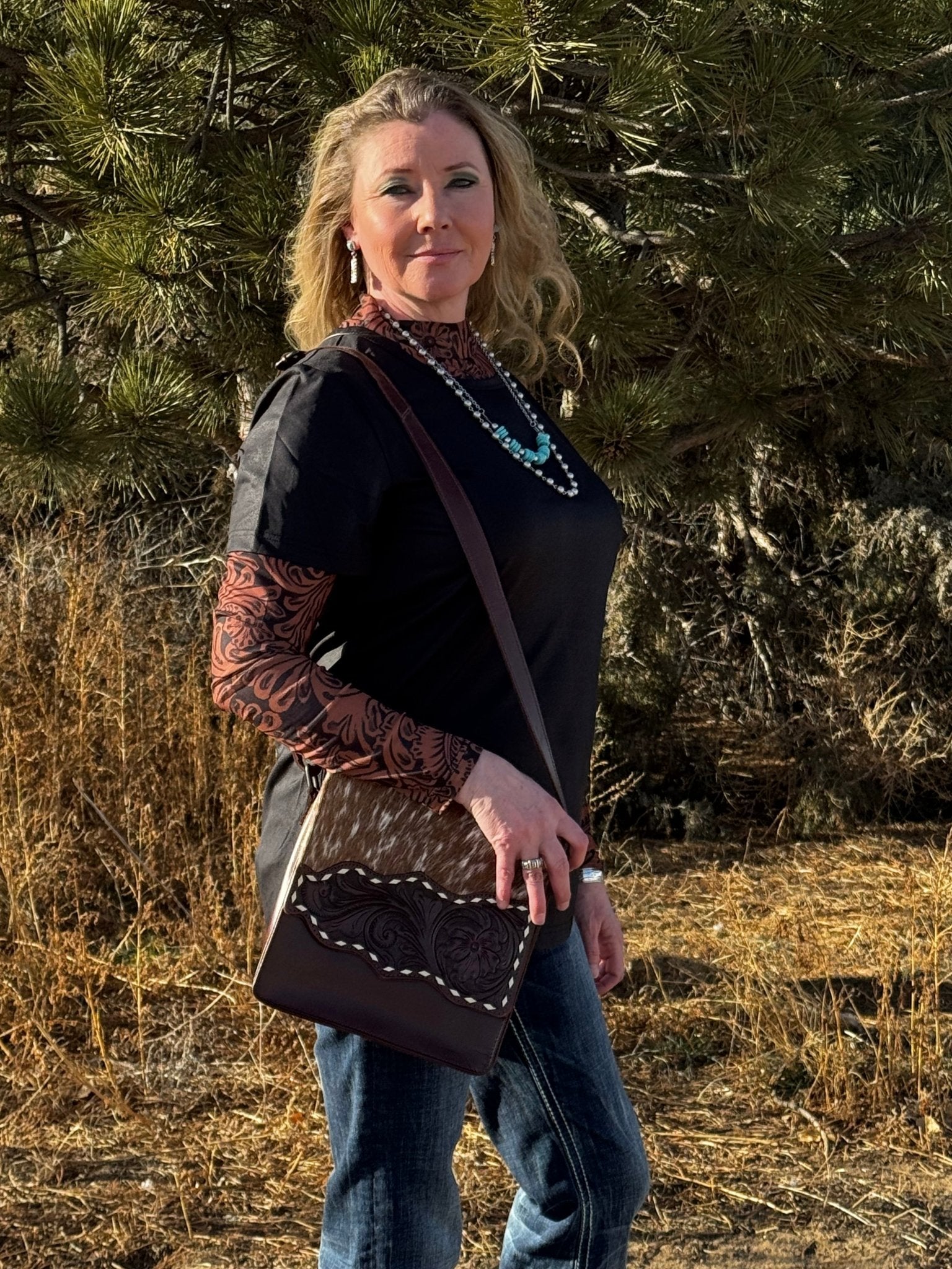 Swanky Leather Tee *Midnight - Dirt Roads and Dreams Western Boutique