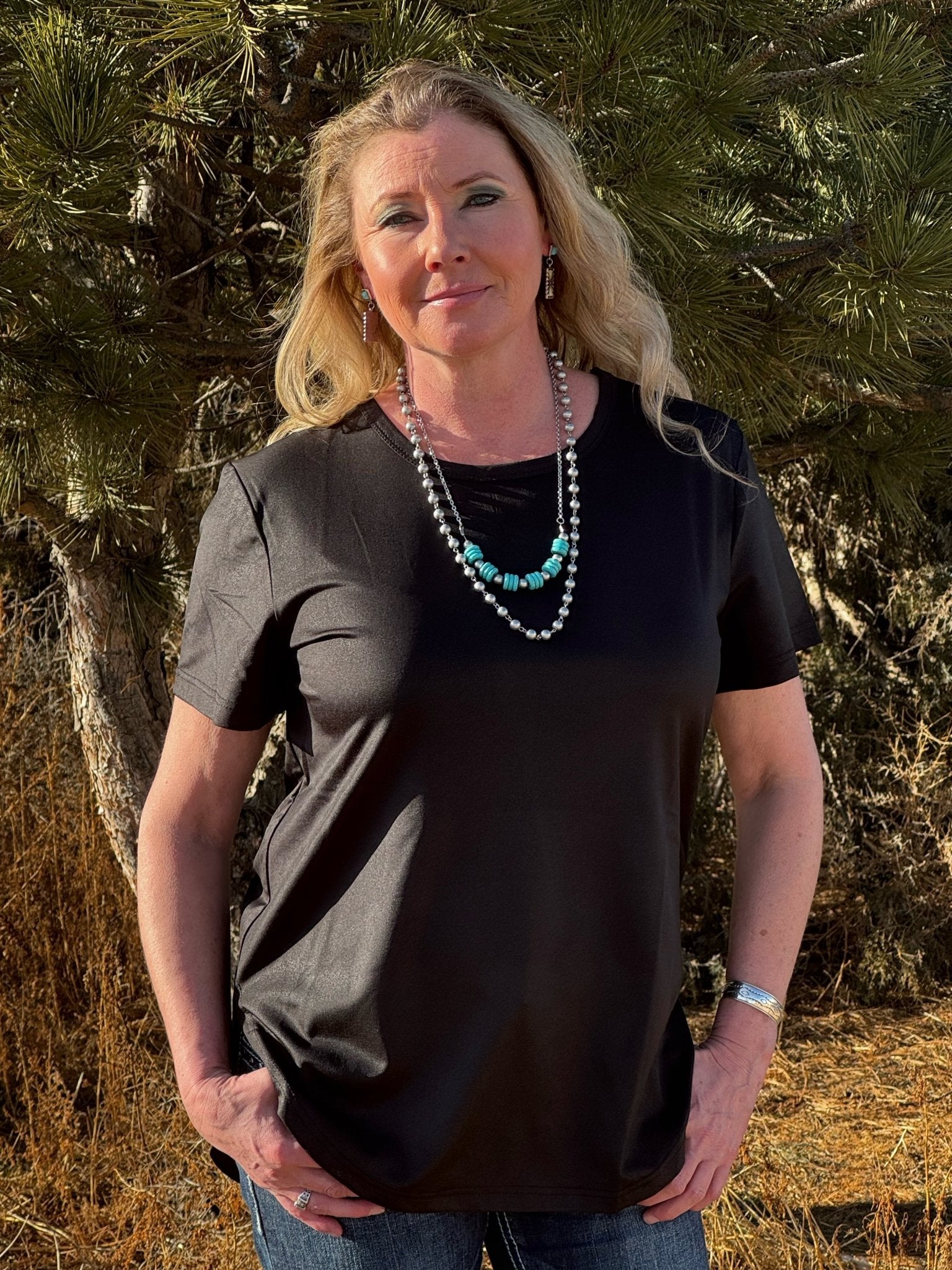 Swanky Leather Tee *Midnight - Dirt Roads and Dreams Western Boutique