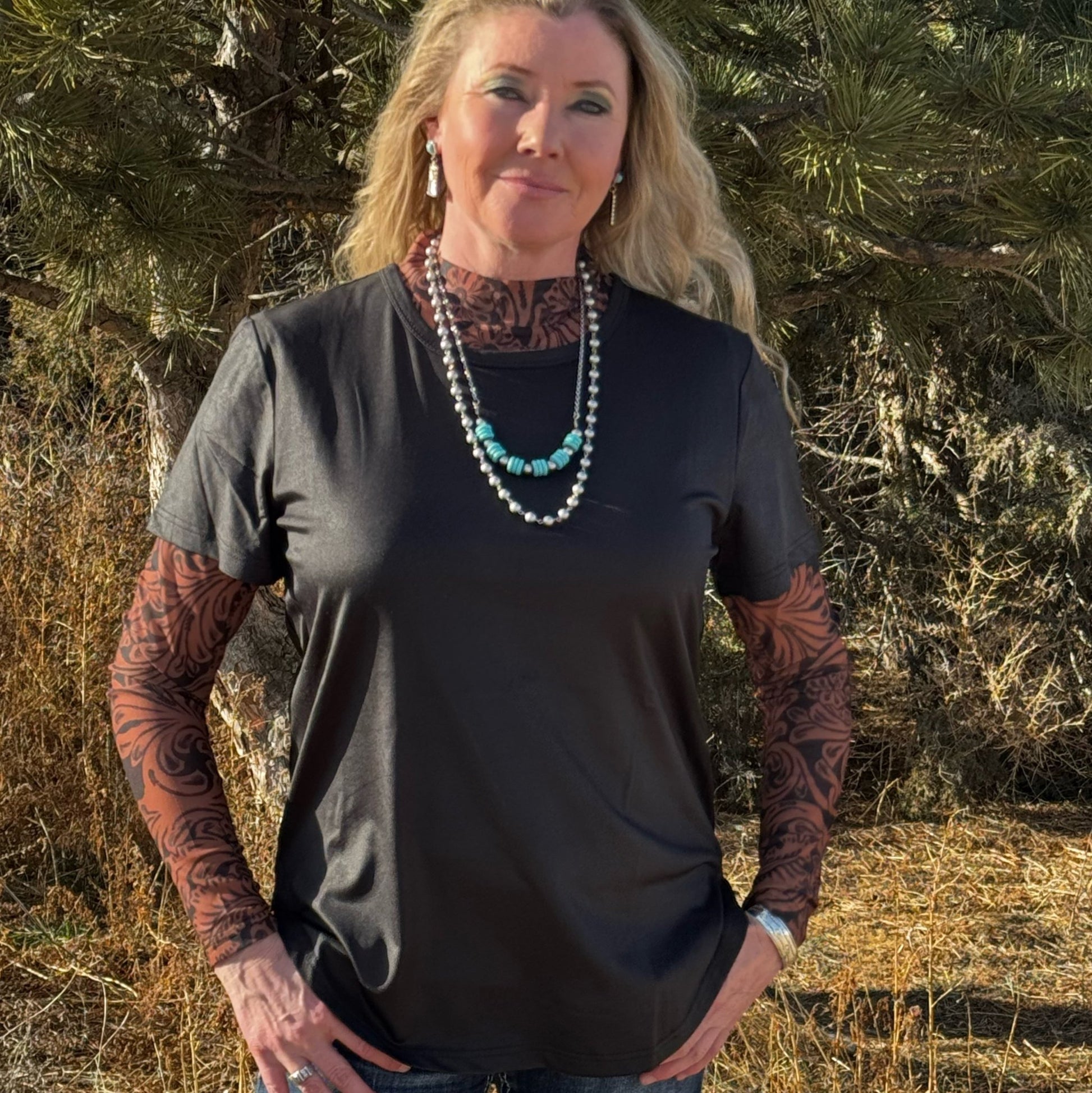 Swanky Leather Tee *Midnight - Dirt Roads and Dreams Western Boutique