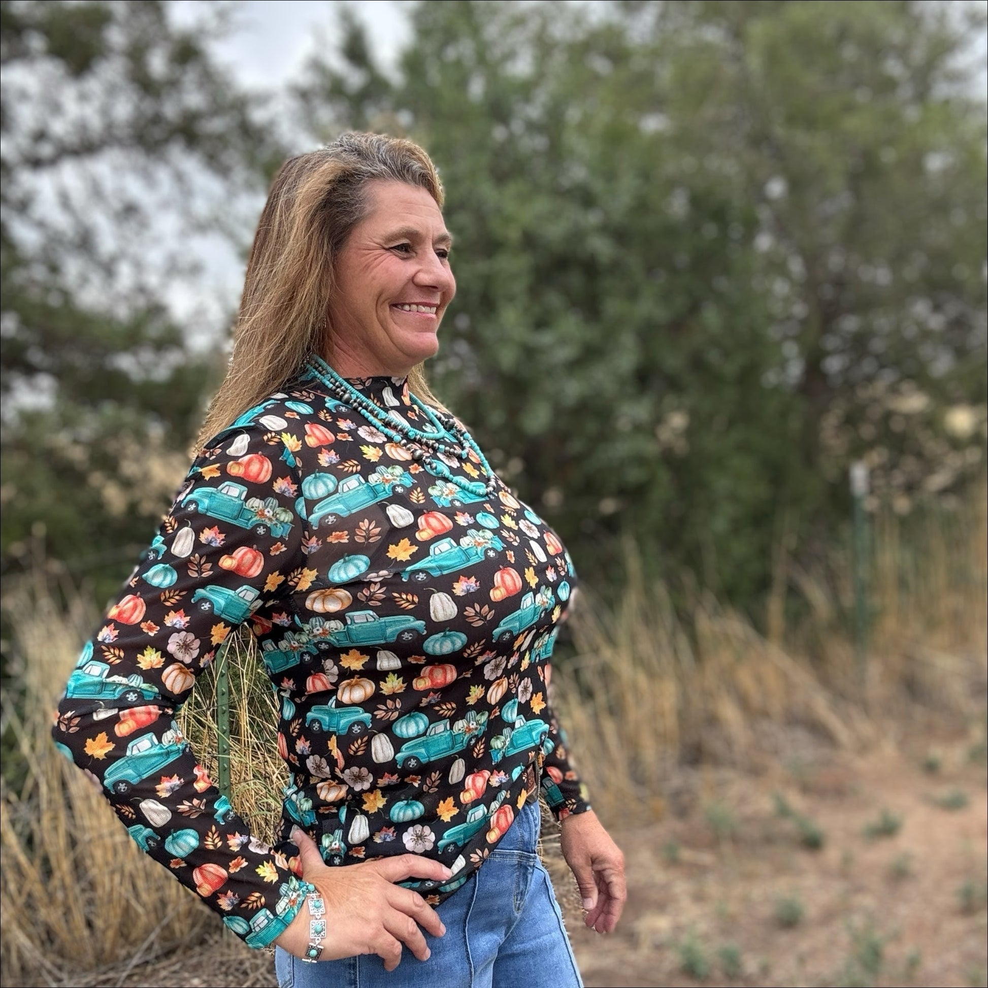 Take Me To The Pumpkin Patch Mesh Top - Dirt Roads and Dreams Western Boutique
