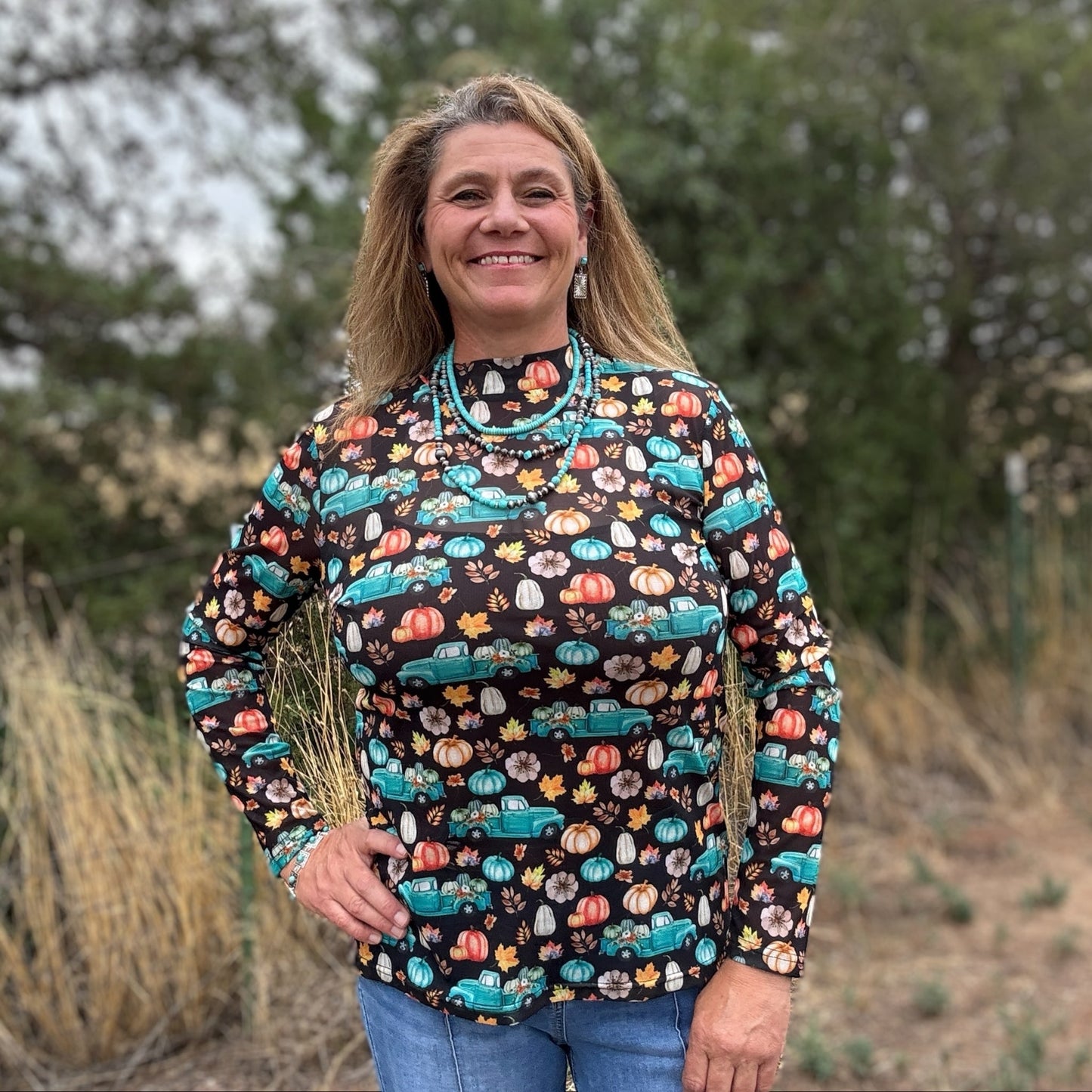 Take Me To The Pumpkin Patch Mesh Top - Dirt Roads and Dreams Western Boutique