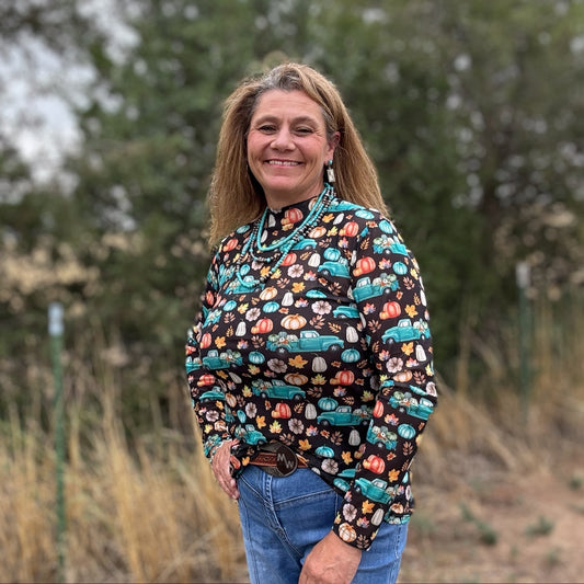 Take Me To The Pumpkin Patch Mesh Top - Dirt Roads and Dreams Western Boutique