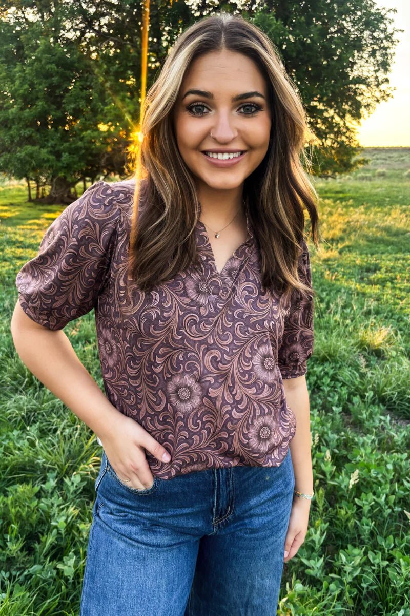 Tooled and Wild Top - Dirt Roads and Dreams Western Boutique