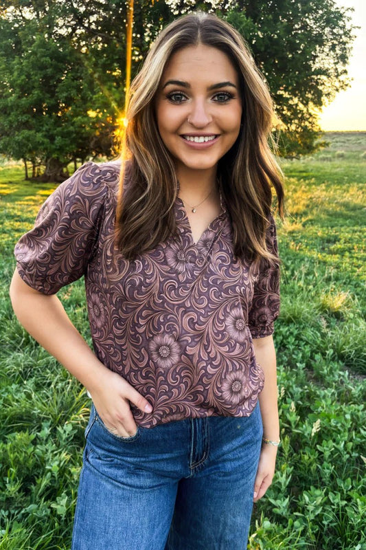 Tooled and Wild Top - Dirt Roads and Dreams Western Boutique