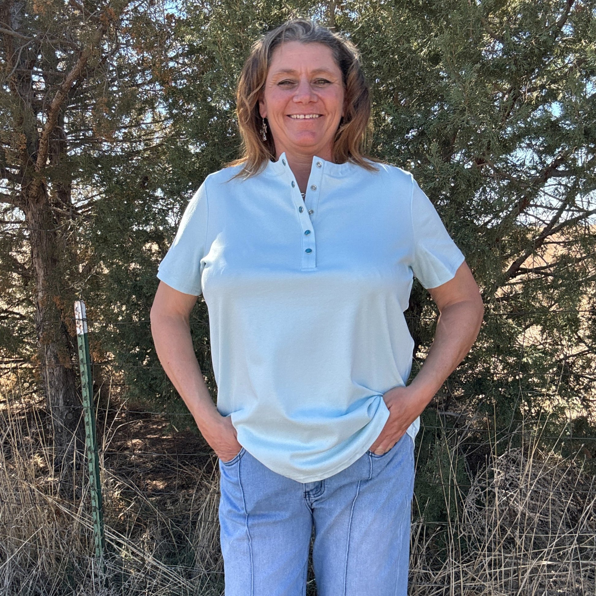 Turquoise Trail Henley - Dirt Roads and Dreams Western Boutique