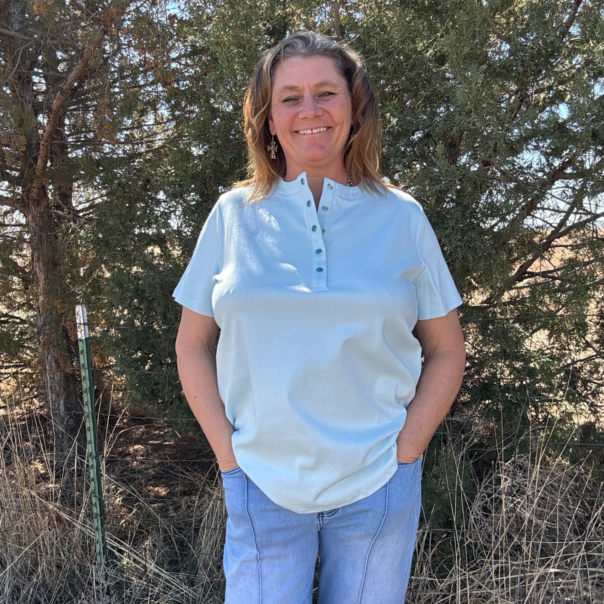 Turquoise Trail Henley - Dirt Roads and Dreams Western Boutique