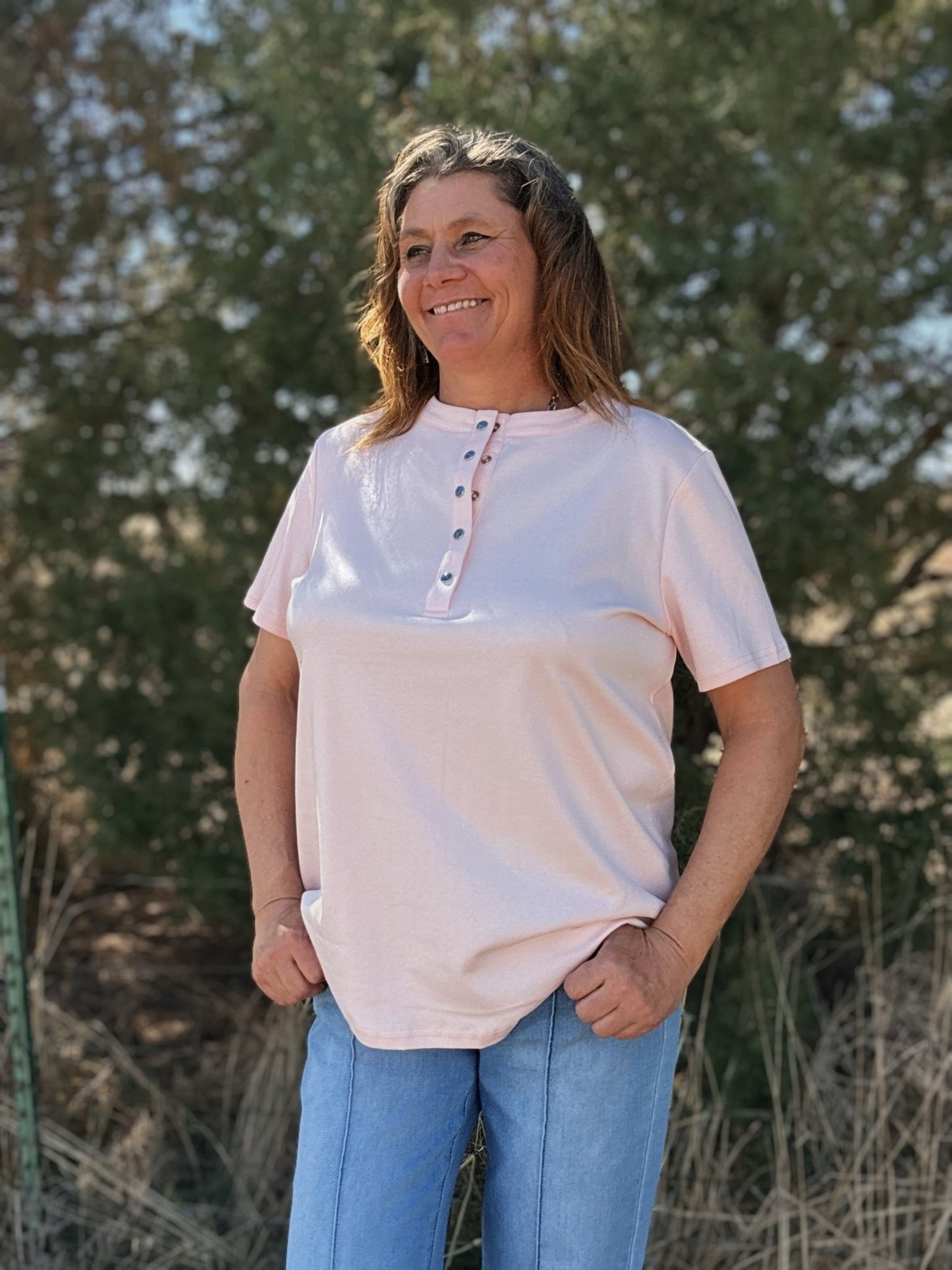 Turquoise Trail Henley - Dirt Roads and Dreams Western Boutique
