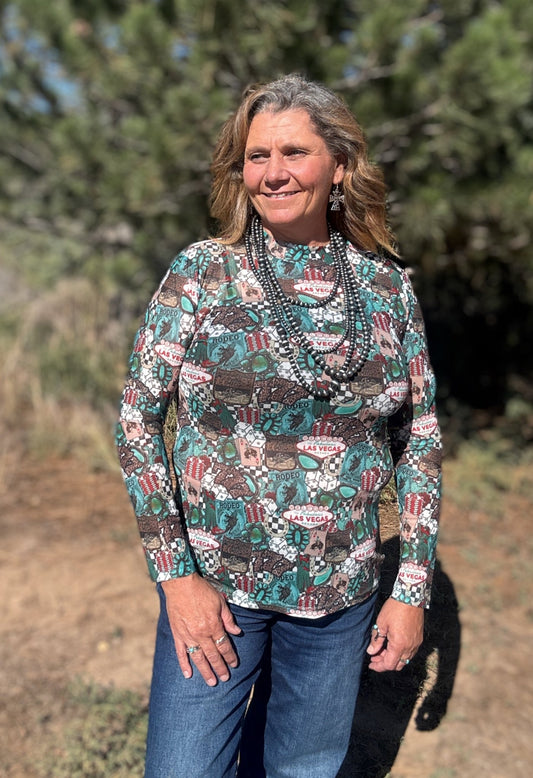 Viva Las Cowgirl Mesh Top - Dirt Roads and Dreams Western Boutique