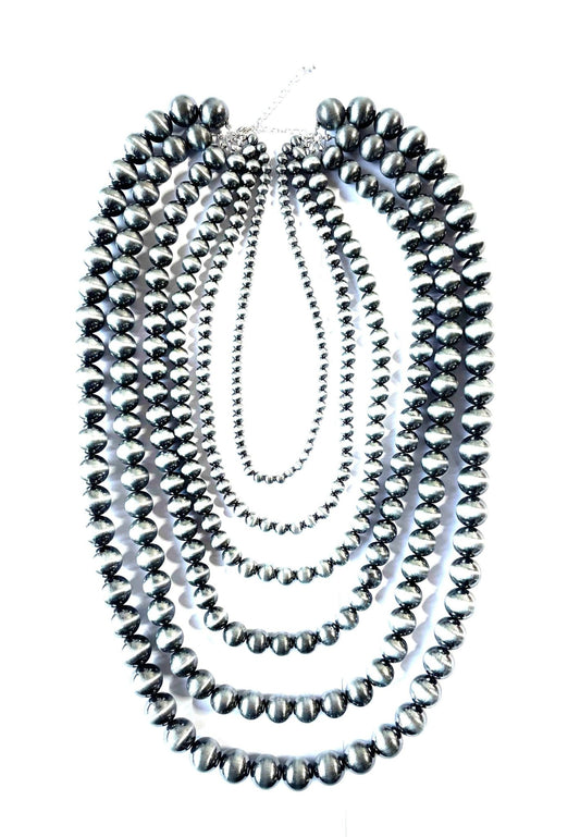 Western 6 Layered Navajo Pearl Necklace - Dirt Roads and Dreams Western Boutique
