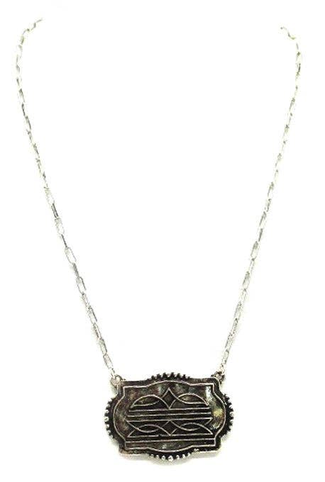 Western Boot Stitch Plate Necklace - Dirt Roads and Dreams Western Boutique