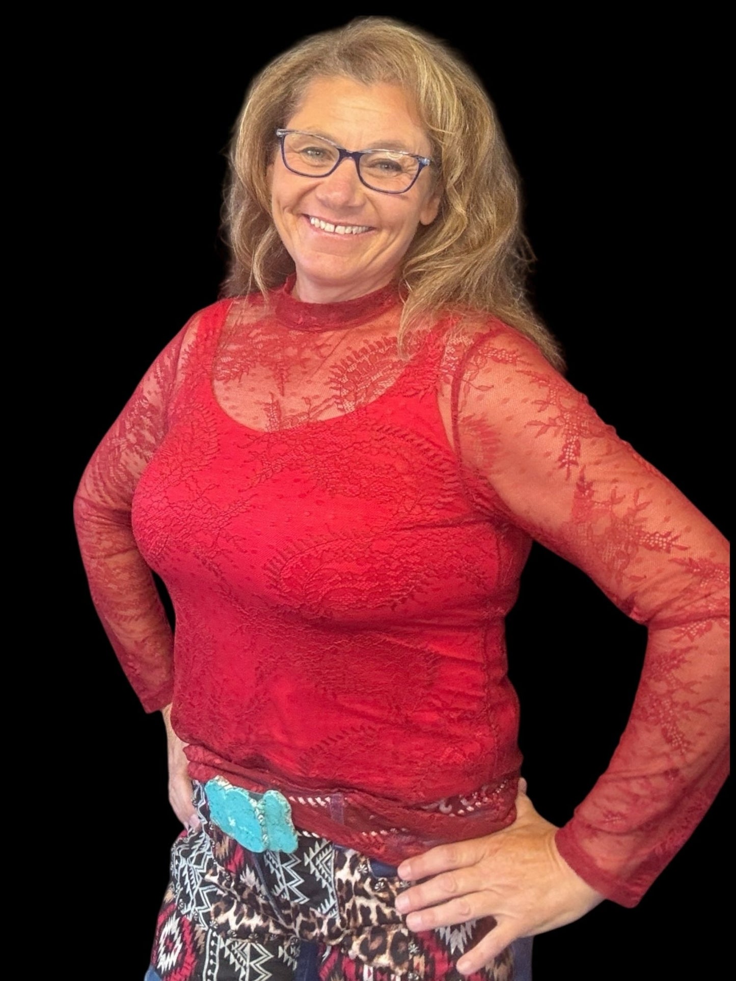 Write It in Red Lace Top - Dirt Roads and Dreams Western Boutique