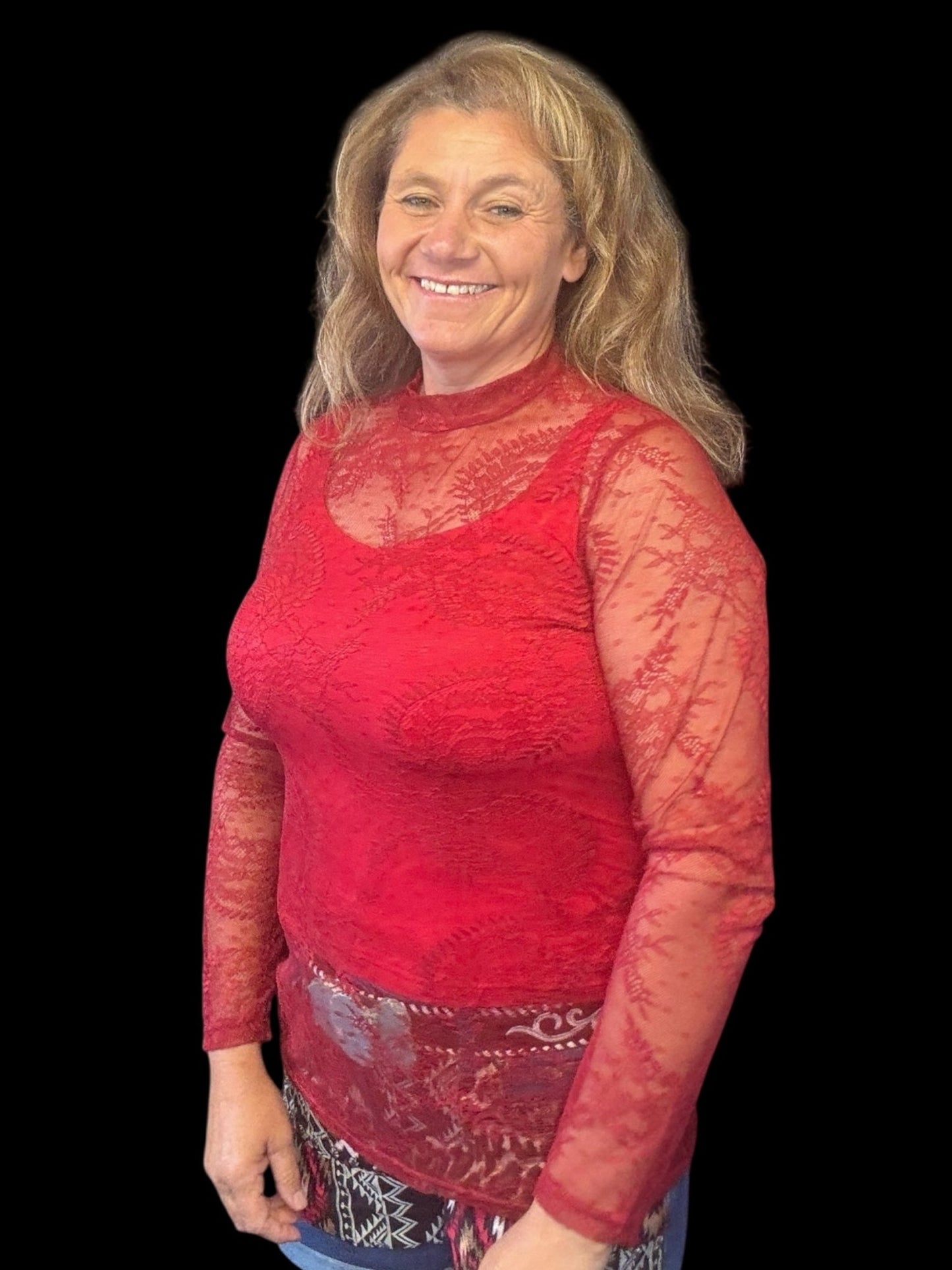 Write It in Red Lace Top - Dirt Roads and Dreams Western Boutique